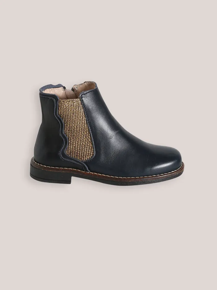 Girls Cyrillus Shoes Leather Ankle Boots Marine