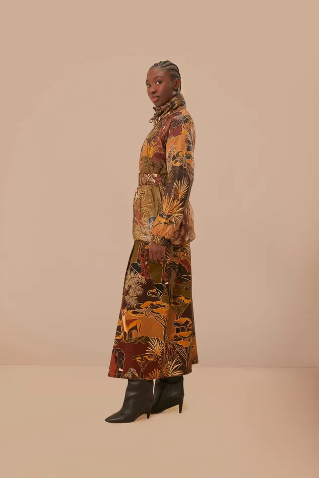 Gold Savana Dream Reversible Puffer Jacket Women Farm Rio Puffer Jackets