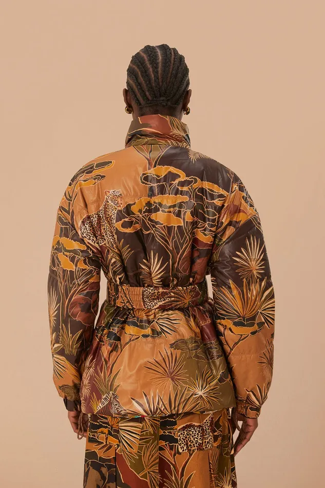 Gold Savana Dream Reversible Puffer Jacket Women Farm Rio Puffer Jackets