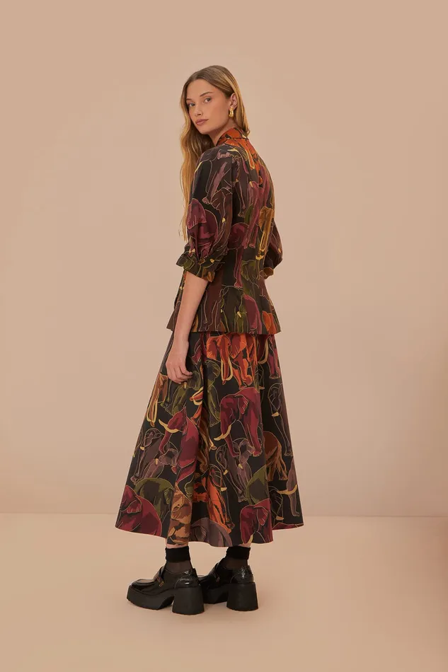 Green Elephants Skirt Women Farm Rio Skirts