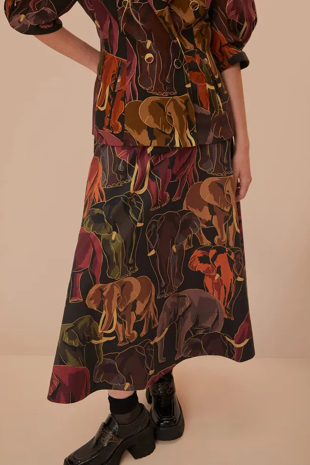 Green Elephants Skirt Women Farm Rio Skirts
