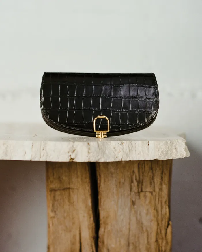 Handbags LA LUNE CLUTCH Black And Gold Nili Lotan Women