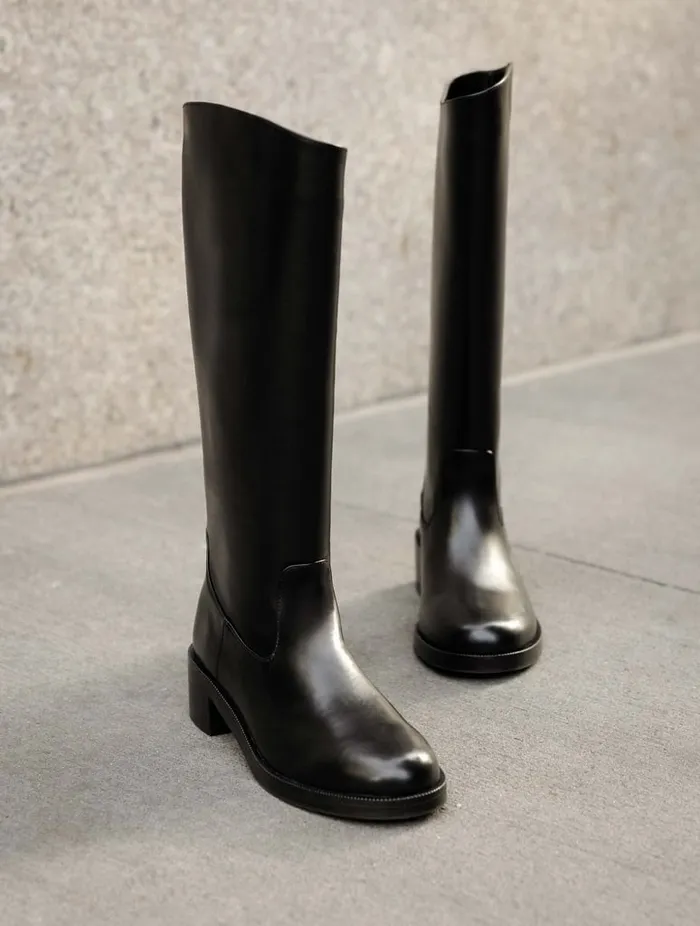 Harvey Intense Black Women Bobbies Knee High Boots
