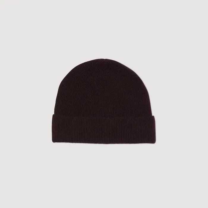 Hats Men SANDRO Cashmere Beanie Mahogany Hats Men SANDRO Cashmere Beanie Mahogany