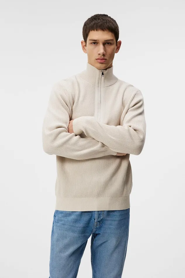 JLindeberg Alex Half Zip Knitted Sweater Men Knitwear
