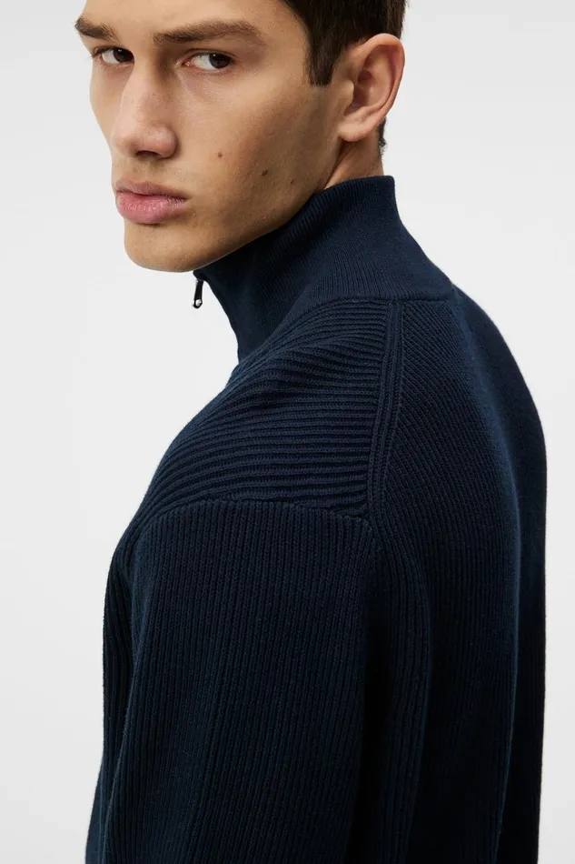 JLindeberg Alex Half Zip Knitted Sweater Men Knitwear