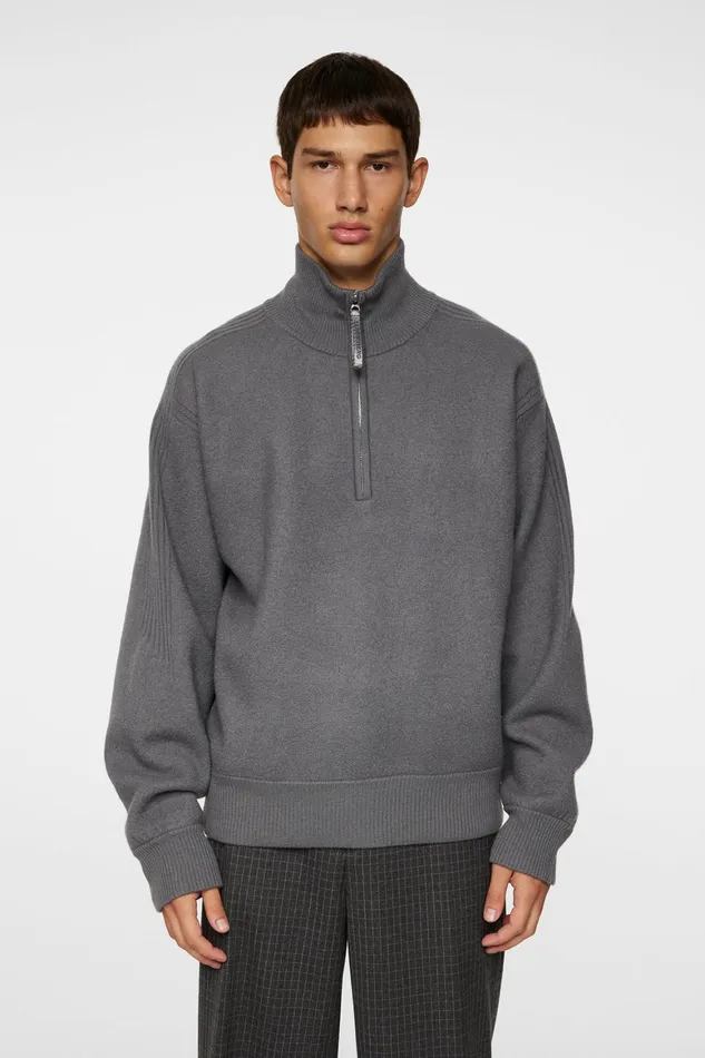 JLindeberg Bon Boiled Wool Quarter Zip Men Knitwear
