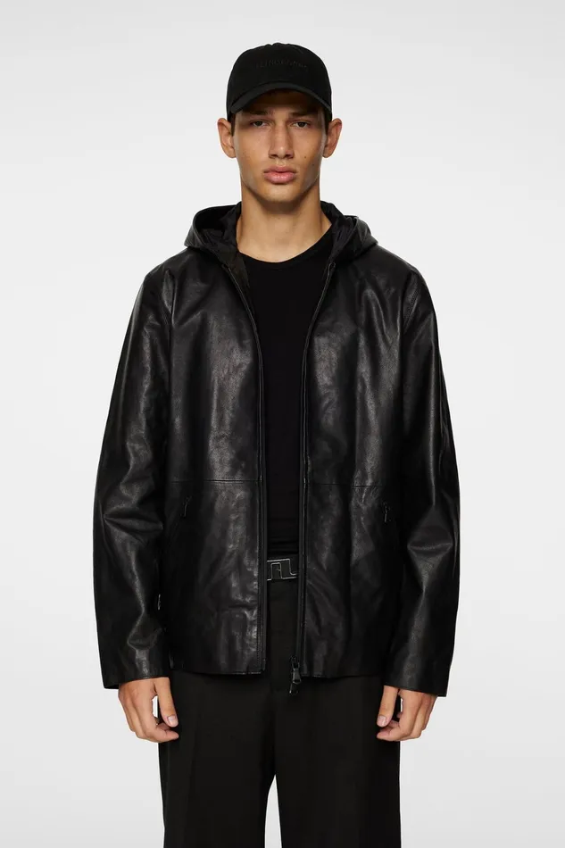 JLindeberg Hadley Leather Hoody Jacket Men Jackets