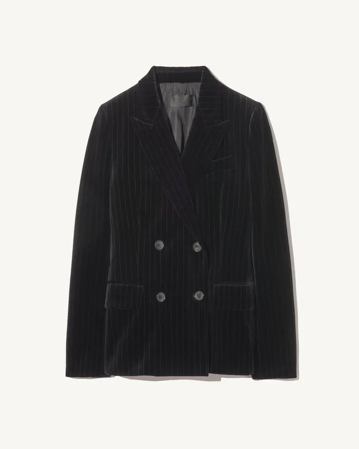 Jackets and Blazers VEDA VELVET JACKET Black Pinstripe 8211 Nili Lotan Women
