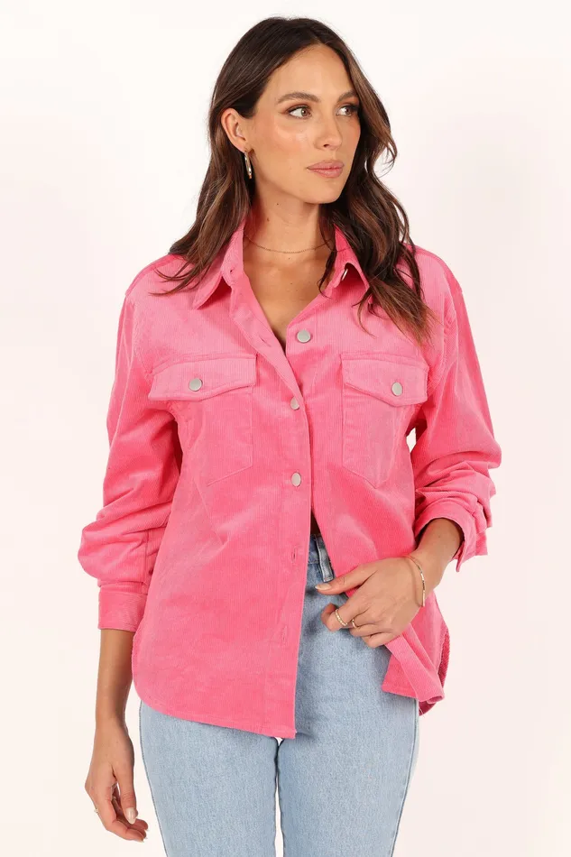Jackets and Coats Women petalandpup Irena Double Pocket Shacket 8211 Pink Pink