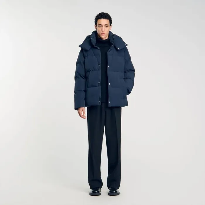 Jackets Men SANDRO Quilted Puffer Jacket Blue Prusse
