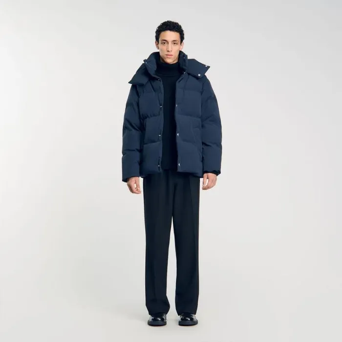 Jackets Men SANDRO Quilted Puffer Jacket Blue Prusse