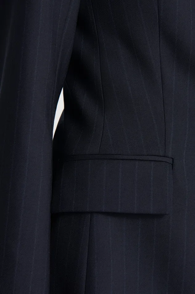 Jackets Scanlan Theodore Women CHALK STRIPE TAILORED JACKET NAVY Jackets Scanlan Theodore Women CHALK STRIPE TAILORED JACKET NAVY