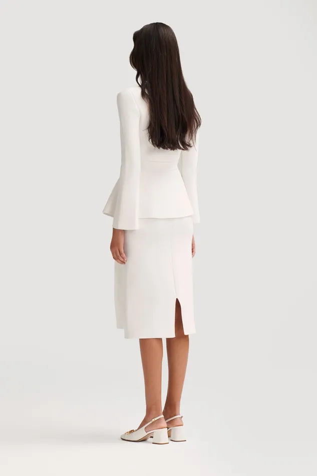 Jackets Scanlan Theodore Women CREPE KNIT RUFFLE JACKET WHITE