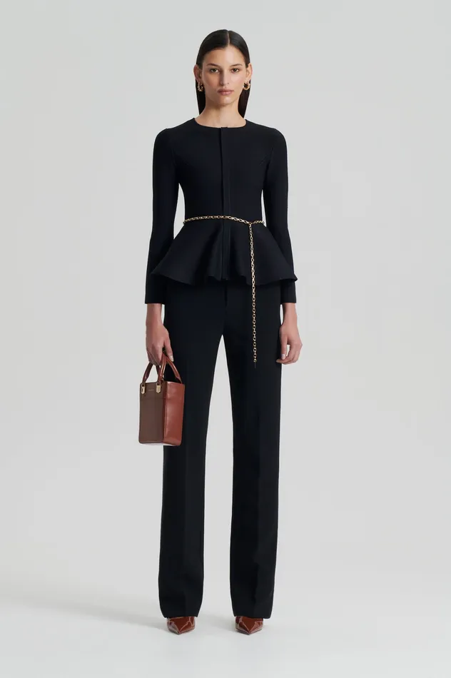 Jackets Women Scanlan Theodore CREPE KNIT RUFFLE JACKET BLACK