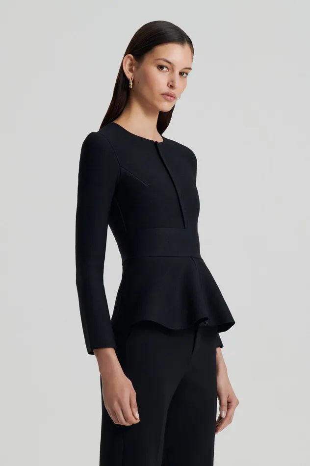 Jackets Women Scanlan Theodore CREPE KNIT RUFFLE JACKET BLACK Jackets Women Scanlan Theodore CREPE KNIT RUFFLE JACKET BLACK