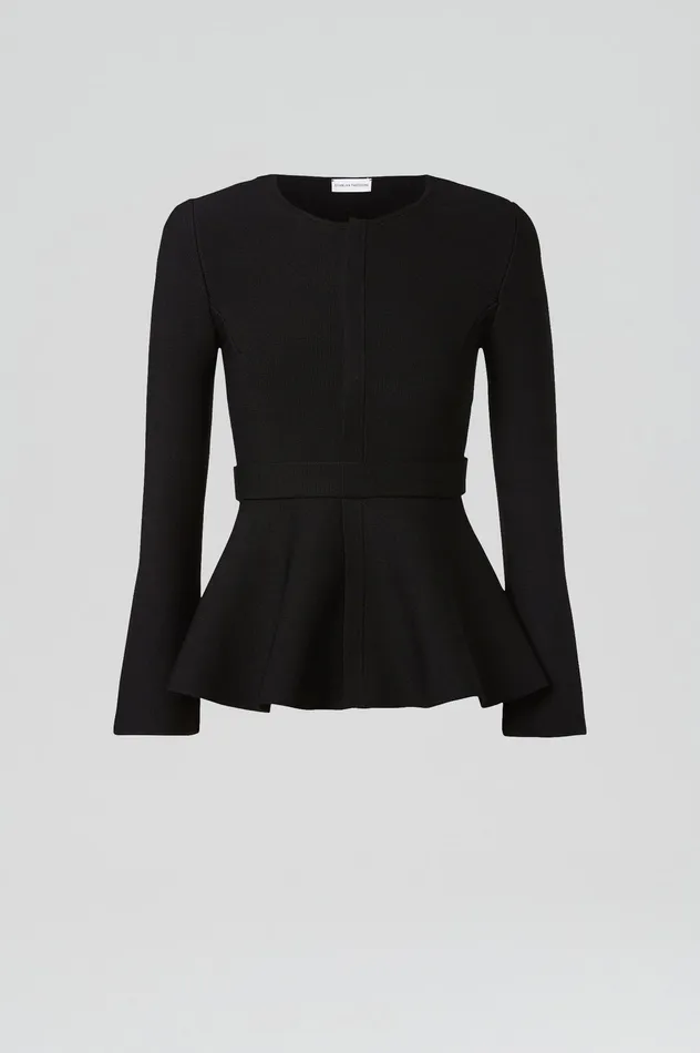 Jackets Women Scanlan Theodore CREPE KNIT RUFFLE JACKET BLACK Jackets Women Scanlan Theodore CREPE KNIT RUFFLE JACKET BLACK