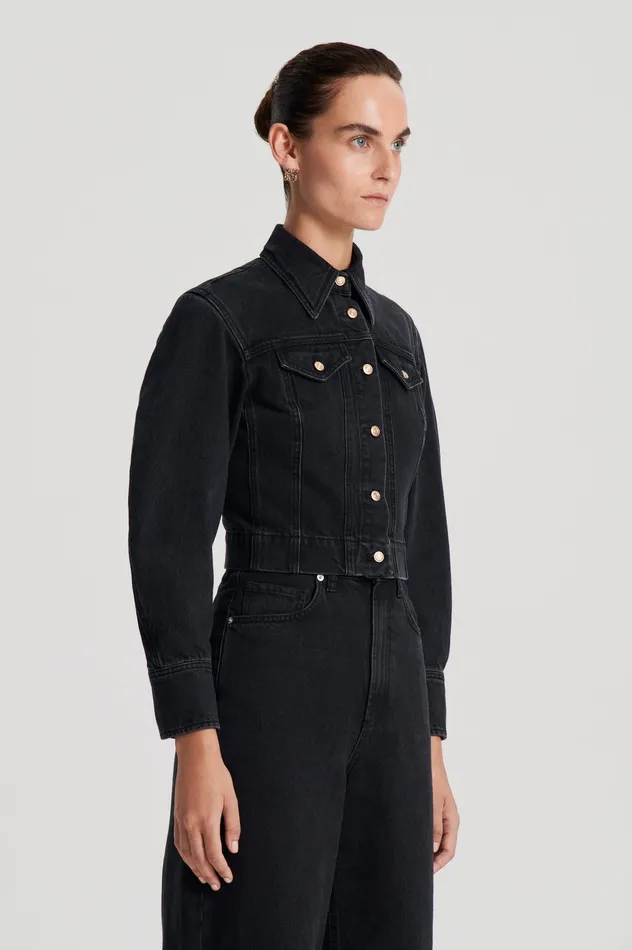 Jackets Women Scanlan Theodore DENIM JACKET WASHEDBLACKG