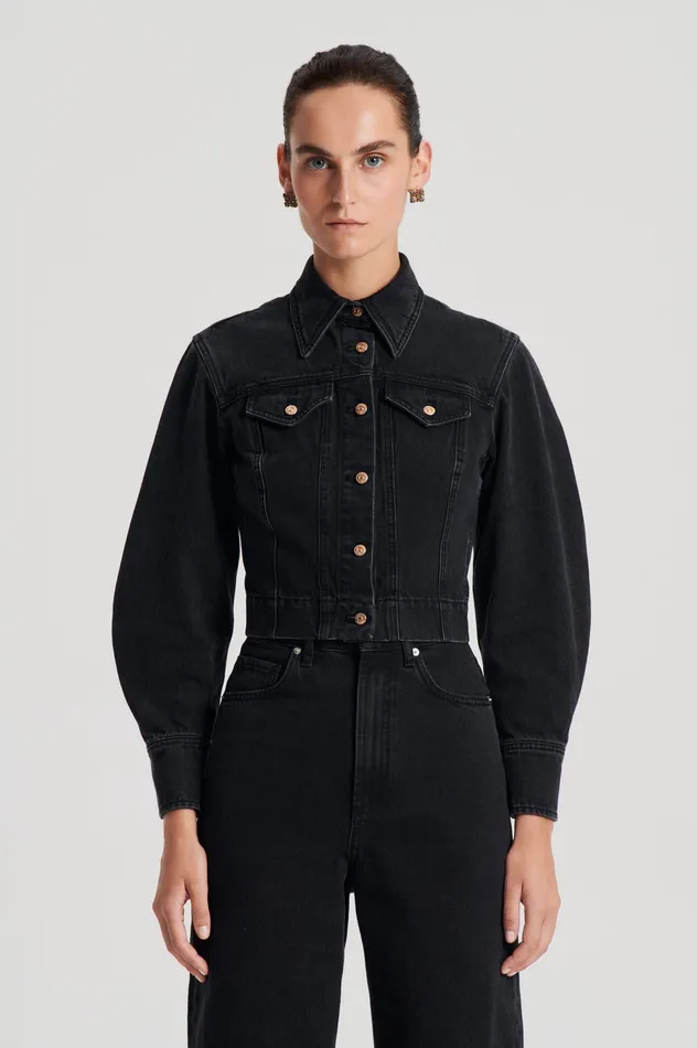 Jackets Women Scanlan Theodore DENIM JACKET WASHEDBLACKG