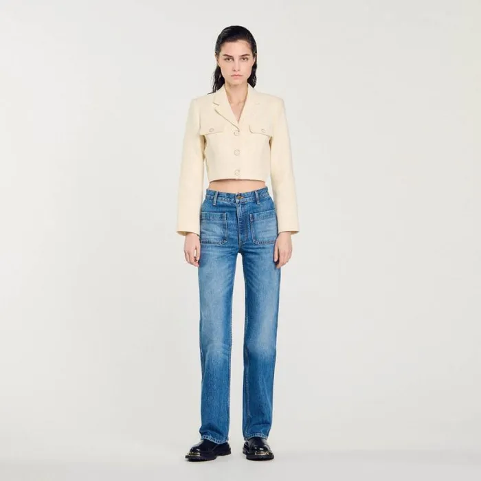 Jeans Women SANDRO Flared Faded Jeans Blue Jean