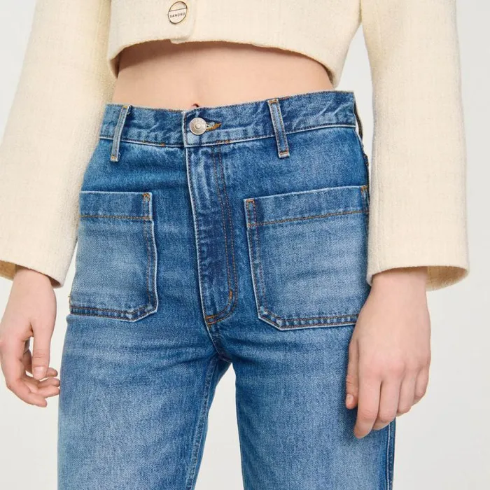 Jeans Women SANDRO Flared Faded Jeans Blue Jean
