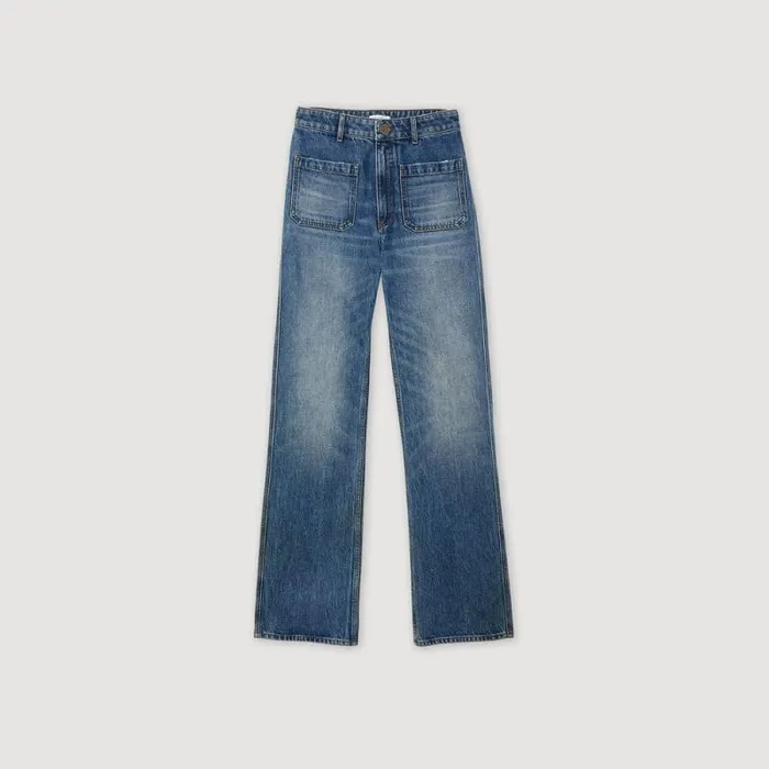 Jeans Women SANDRO Flared Faded Jeans Blue Jean