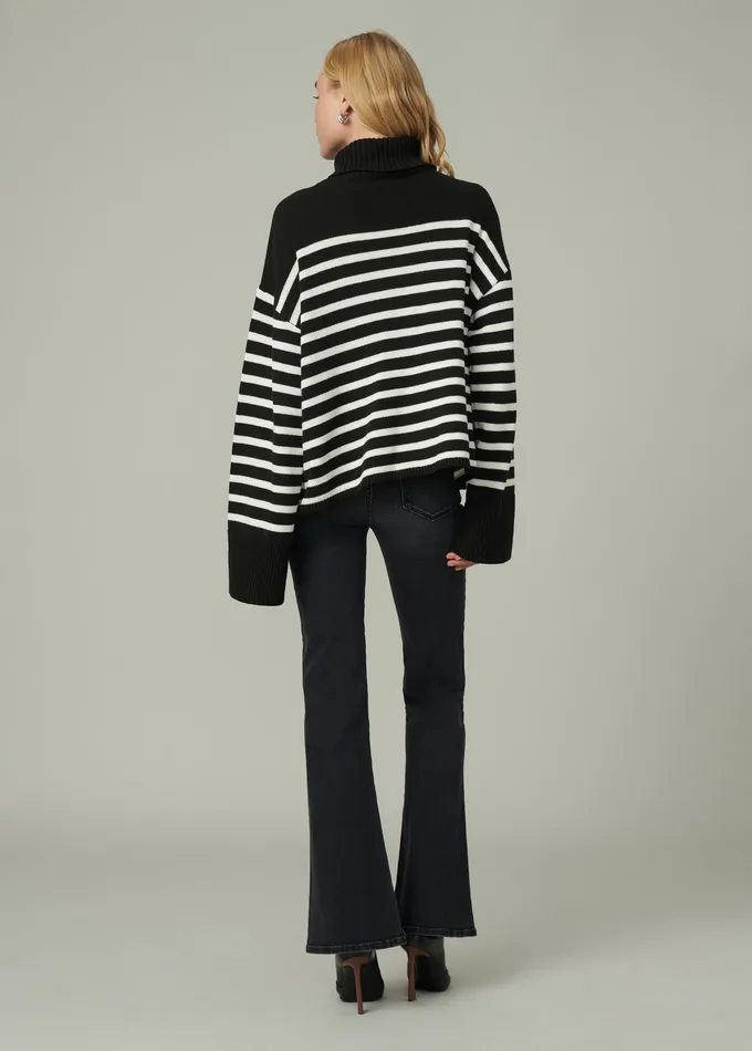 Joe8217s Jeans THE PENELOPE STRIPE SWEATER Black White Stripe Women Sweaters