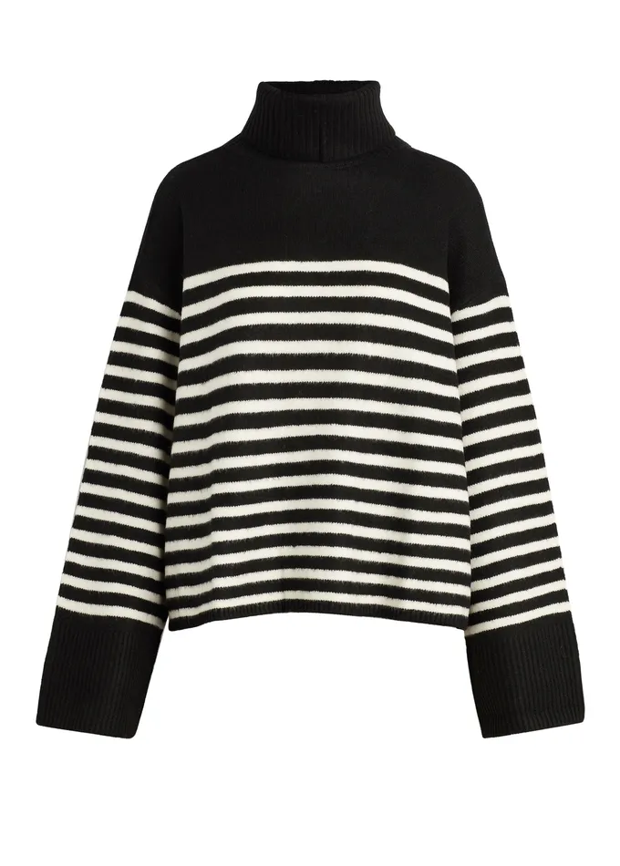 Joe8217s Jeans THE PENELOPE STRIPE SWEATER Black White Stripe Women Sweaters
