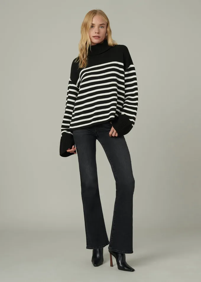 Joe8217s Jeans THE PENELOPE STRIPE SWEATER Black White Stripe Women Sweaters