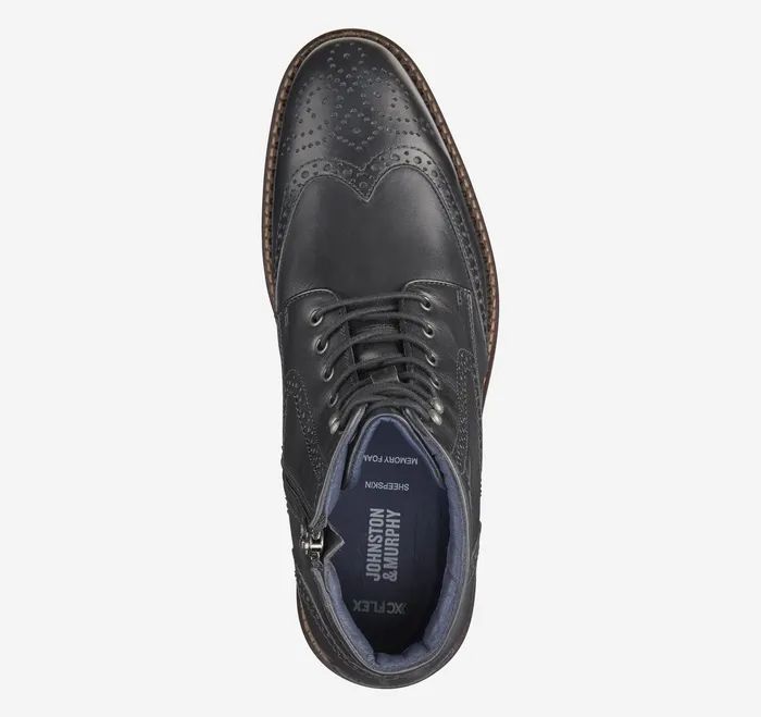 Johnston and Murphy Dress Shoes Men XC Flex Connelly Wingtip Boot Black Full Grain