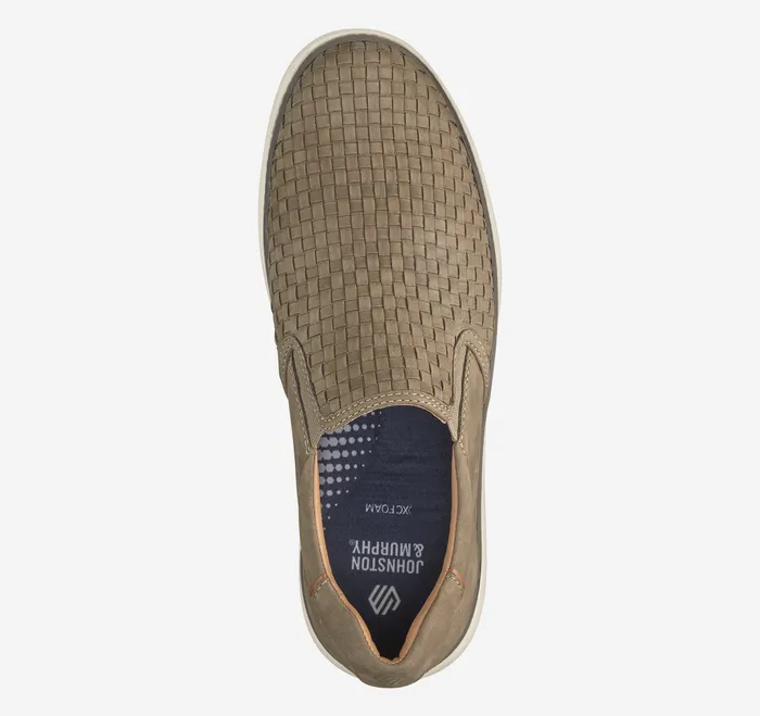 Johnston and Murphy McGuffey 2 Woven SlipOn Taupe Woven Tumbled Nubuck Men SlipOns and Loafers
