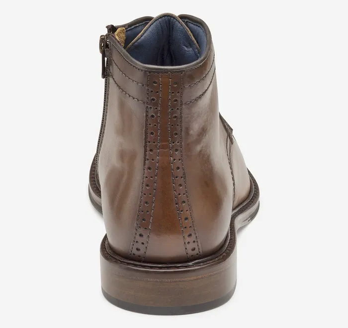 Johnston and Murphy Shoes Men XC Flex Raleigh Cap Toe Zip Boot Tan Full Grain