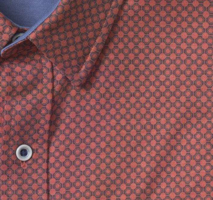 Johnston and Murphy ShortSleeve Shirts Men XC Flex ShortSleeve Print Knit Shirt Red Heather