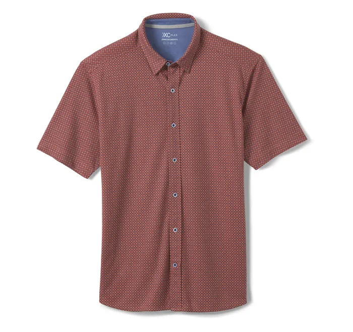 Johnston and Murphy ShortSleeve Shirts Men XC Flex ShortSleeve Print Knit Shirt Red Heather