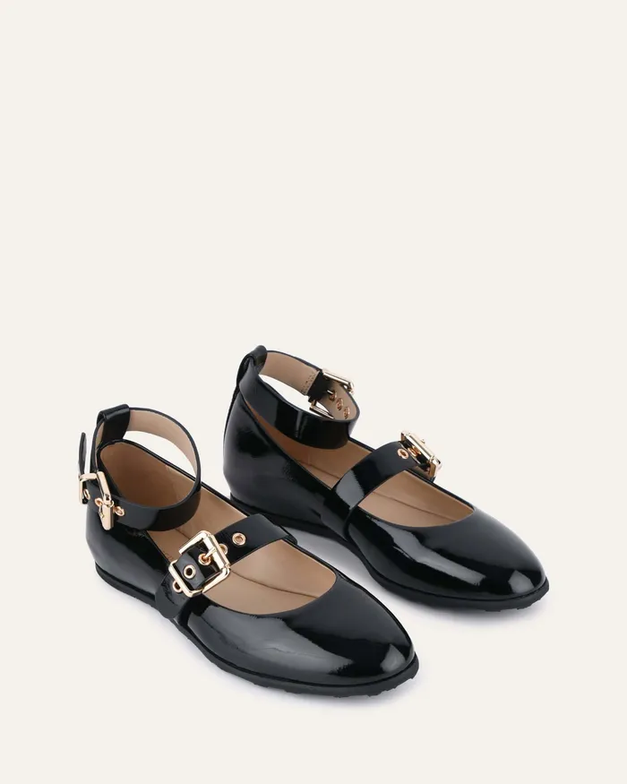 jomercer Hera casual flats black crinkle patent Women BALLET