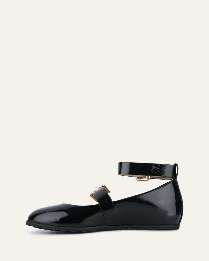 jomercer Hera casual flats black crinkle patent Women BALLET