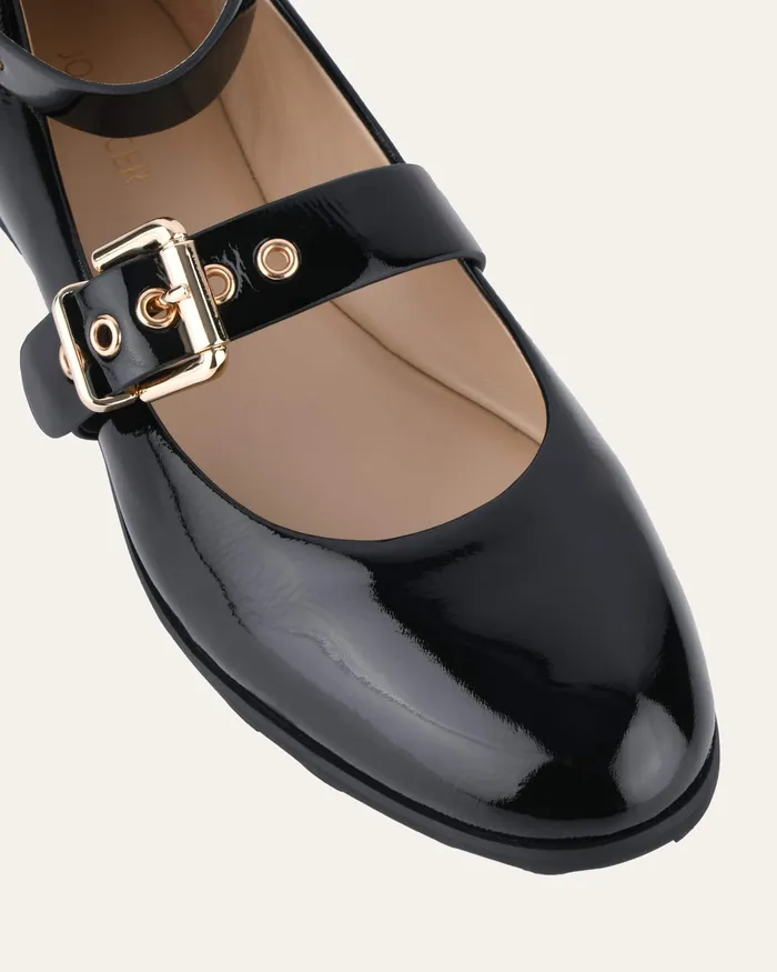 jomercer Hera casual flats black crinkle patent Women BALLET