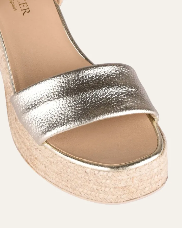 jomercer HIGH SANDALS Women Fairfax high heel espadrille sandals gold leather