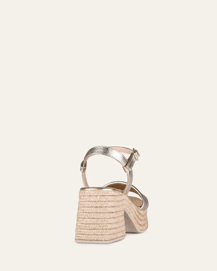 jomercer HIGH SANDALS Women Fairfax high heel espadrille sandals gold leather