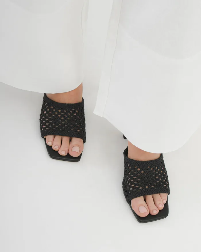 Jordyn mid heel sandals black textile Women MID SANDALS jomercer Jordyn mid heel sandals black textile Women MID SANDALS jomercer