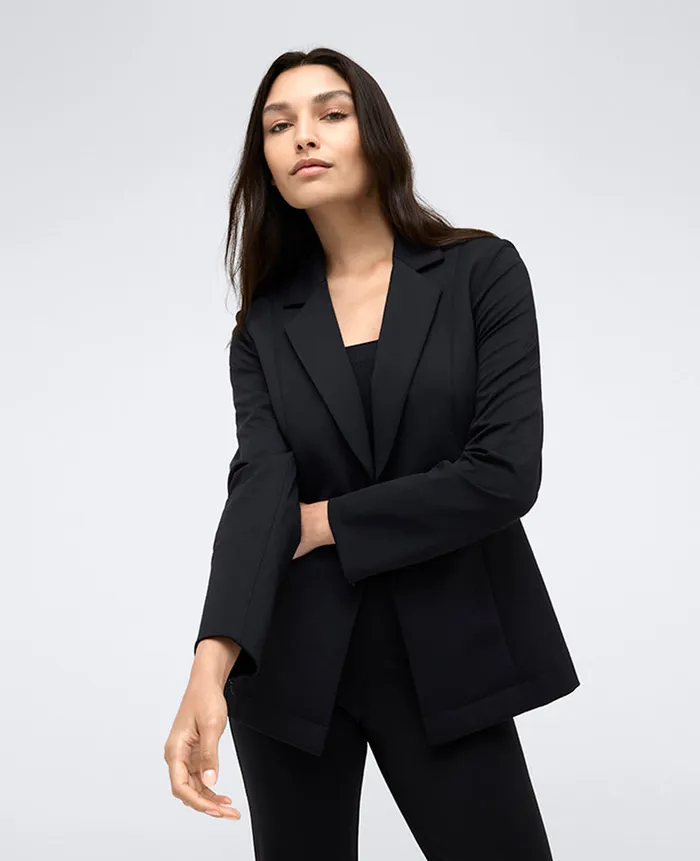 Kenneth Cole Blazers and Jackets Women Athletic Stretch One Button Notch Collar Blazer Black