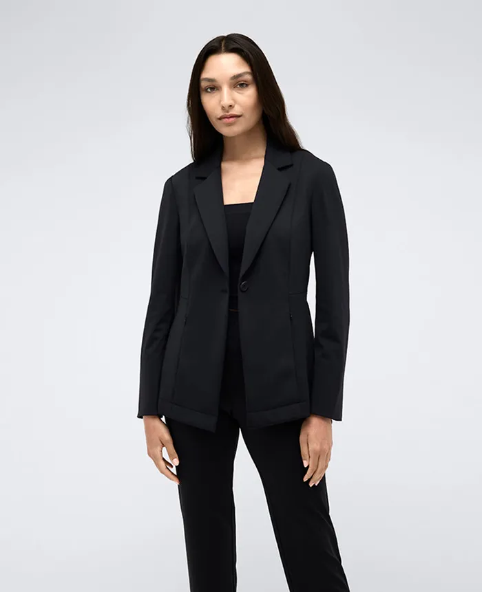 Kenneth Cole Blazers and Jackets Women Athletic Stretch One Button Notch Collar Blazer Black