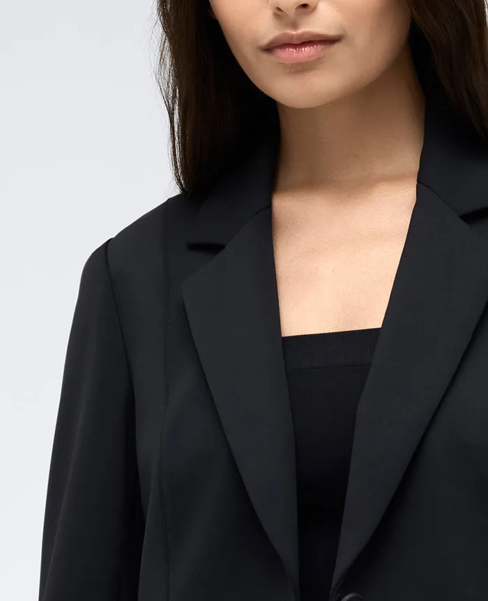 Kenneth Cole Blazers and Jackets Women Athletic Stretch One Button Notch Collar Blazer Black