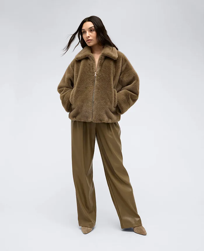 Kenneth Cole Blazers and Jackets Women Faux Fur Zip Front Jacket Brown Kenneth Cole Blazers and Jackets Women Faux Fur Zip Front Jacket Brown