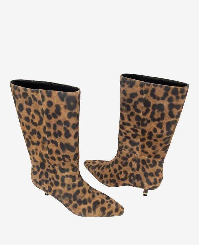 Kenneth Cole Boots and Booties Women Meryl Suede Leopard Bootie Brown
