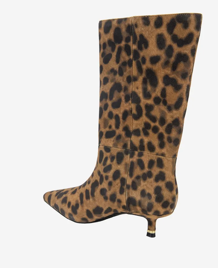 Kenneth Cole Boots and Booties Women Meryl Suede Leopard Bootie Brown