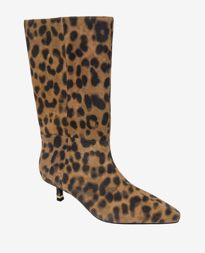 Kenneth Cole Boots and Booties Women Meryl Suede Leopard Bootie Brown