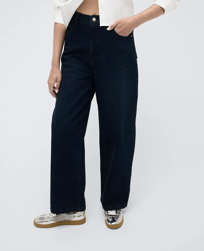 Kenneth Cole Denim Women High Rise Barrel Leg Denim Jean Blue