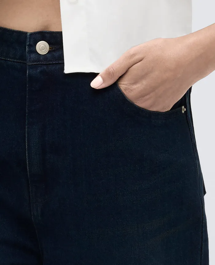 Kenneth Cole Denim Women High Rise Barrel Leg Denim Jean Blue