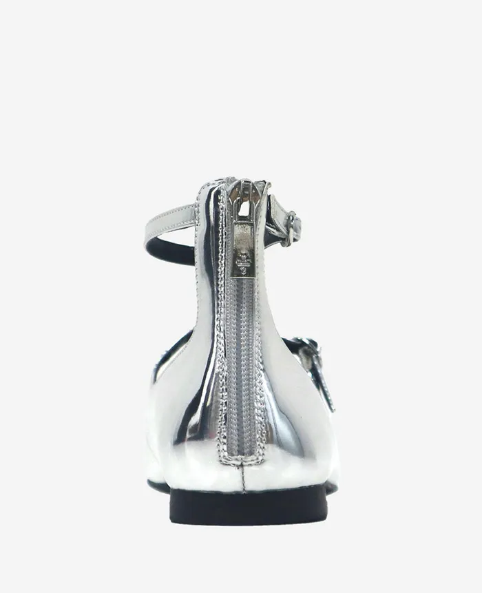 Kenneth Cole Flats and Loafers Women Nolita Metallic Ankle Strap Mary Jane Flat Grey Kenneth Cole Flats and Loafers Women Nolita Metallic Ankle Strap Mary Jane Flat Grey